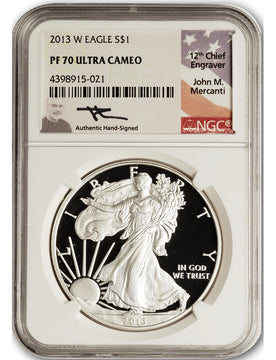 2013-W American Silver Eagle NGC PF70 UCAM Mercanti Signed