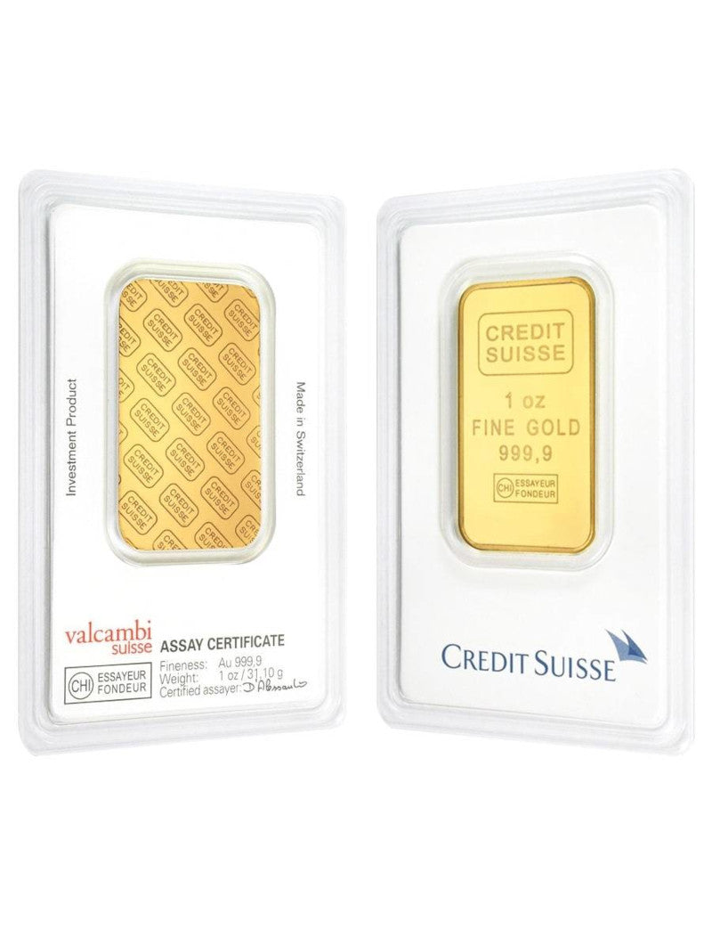 1 oz Credit Suisse .9999 Gold Bar w/ Assay | LCR Coin