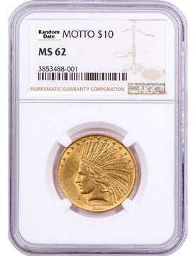 Random Date 1907-1933 Indian $10 Gold Eagle NGC MS62