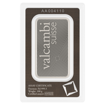 100 GRAM PALLADIUM BAR VALCAMBI