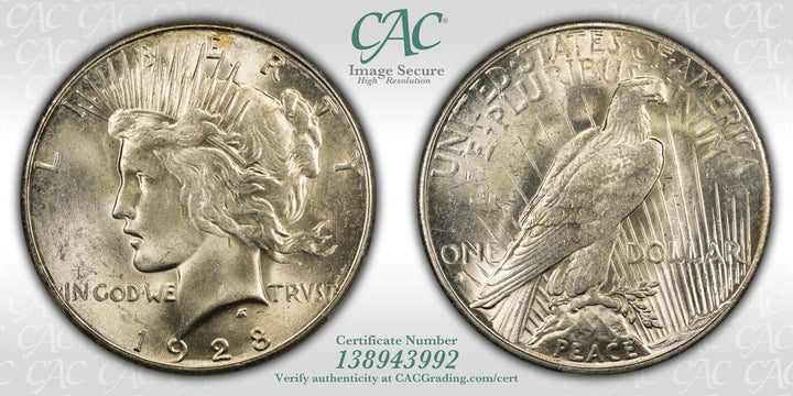 1928-S $1 Peace Dollar CAC MS63
