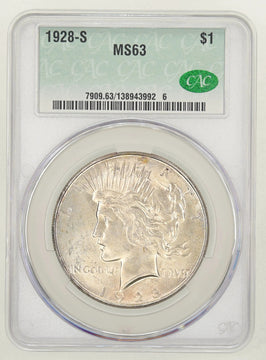 1928-S $1 Peace Dollar CAC MS63