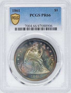 1861 Liberty Seated Dollars PCGS PR66