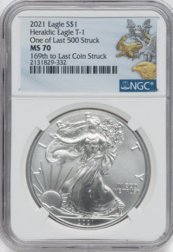 2021 American Silver Eagle Type 1 At Dusk & Dawn 35th Anniversary 169th To Last NGC MS70