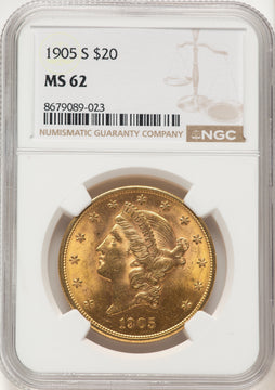 1905-S $20 Liberty Double Eagle NGC MS62 1905-S $20 Liberty Double Eagle NGC MS62