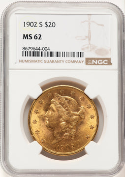 1902-S $20 Liberty Double Eagle NGC MS62 1902-S $20 Liberty Double Eagle NGC MS62