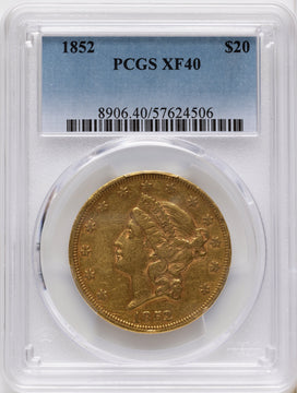 1852 $20 Liberty Double Eagle PCGS XF40 1852 $20 Liberty Double Eagle PCGS XF40
