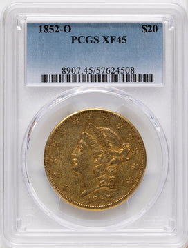 1852-O $20 Liberty Double Eagle PCGS XF45 1852-O $20 Liberty Double Eagle PCGS XF45
