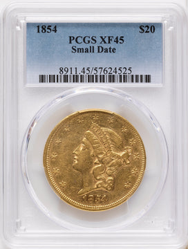 1854 $20 Small Date Liberty Double Eagle PCGS XF45 1854 $20 Small Date Liberty Double Eagle PCGS XF45