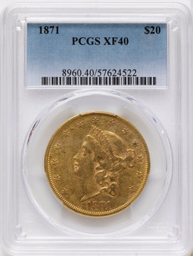 1871 $20 Liberty Double Eagle PCGS XF40 1871 $20 Liberty Double Eagle PCGS XF40