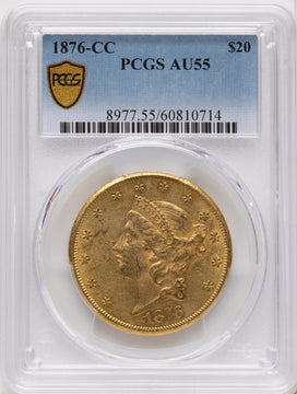 1876-CC $20 Liberty Double Eagle PCGS AU55 1876-CC $20 Liberty Double Eagle PCGS AU55