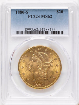 1880-S $20 Liberty Double Eagle PCGS MS62 1880-S $20 Liberty Double Eagle PCGS MS62
