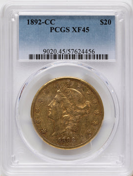 1892-CC $20 Liberty Double Eagle PCGS XF45 1892-CC $20 Liberty Double Eagle PCGS XF45