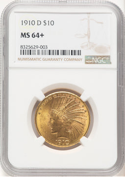 1910-D $10 Indian Eagle NGC MS64+