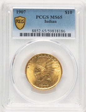 1907 $10 No Motto Indian Eagle PCGS MS65 (177422002)
