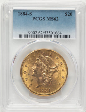 1884-S $20 Liberty Double Eagle PCGS MS62 1884-S $20 Liberty Double Eagle PCGS MS62
