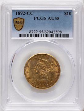 1892-CC $10 Liberty Eagle PCGS AU55 1892-CC $10 Liberty Eagle PCGS AU55