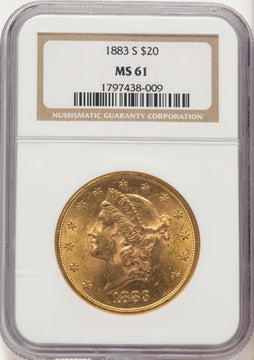 1883-S $20 Liberty Double Eagle NGC MS61 1883-S $20 Liberty Double Eagle NGC MS61