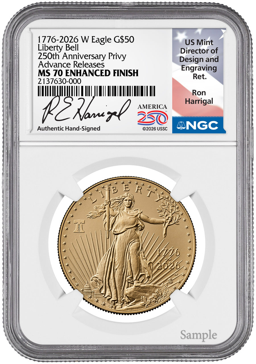 2026-W $50 1 oz Burnished Gold Eagle Advanced Releases NGC MS70