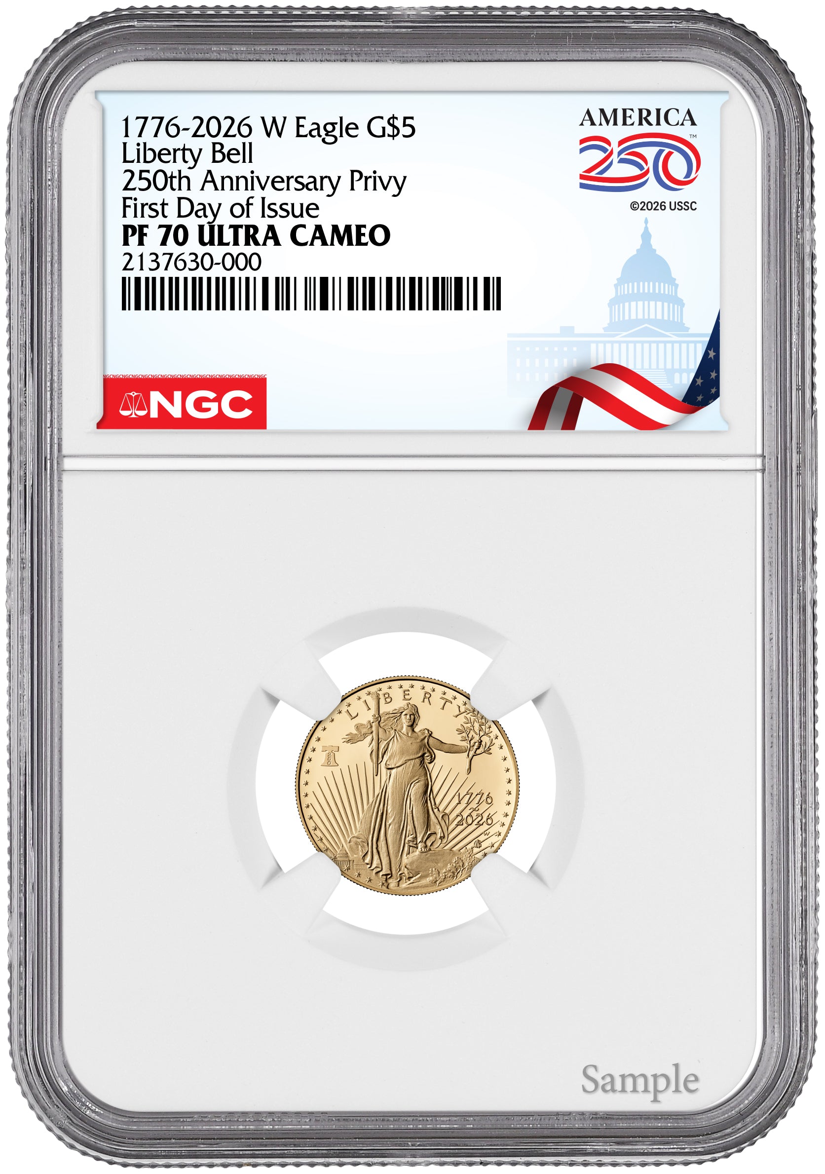 2026-W Tenth Ounce Proof Gold Eagle Liberty Bell AR NGC PF70UCAM