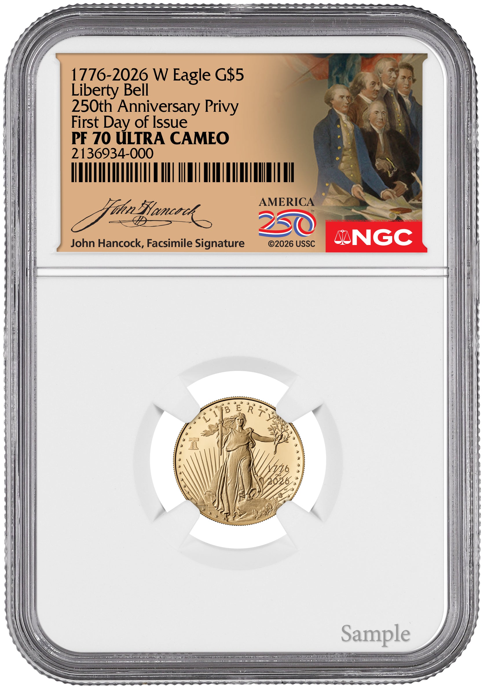 2026-W Tenth Ounce Proof Gold Eagle Liberty Bell AR NGC PF70UCAM