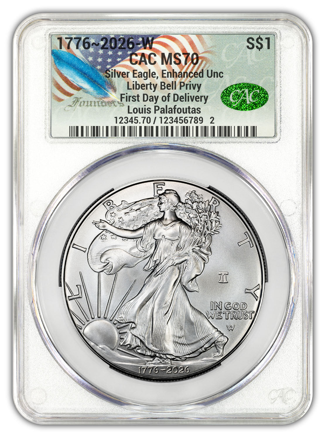 2026-W Enhanced Silver Eagle First Day of Delivery CAC MS70