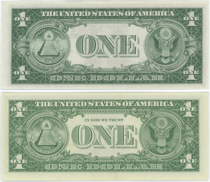 1935 No Motto & 1957 With Motto $1 Silver Certificate Set