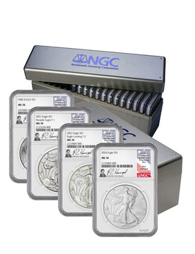1986-2024 American Silver Eagle 40-pc Set NGC MS70 Ron Harrigal Signed - The Ultimate Silver Eagle Collection