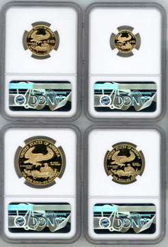 1989-P American Gold Eagle Proof 4-Coin Year Set NGC PF70 Mercanti Signed