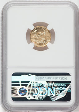 1999-W $5 Mint Error 1/10 oz Gold Eagle With W NGC MS70 Ron Harrigal Signed