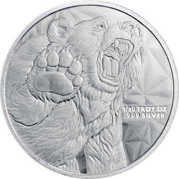1/10 OZ SILVER ROUND BULL AND BEAR GOLDEN STATE MINT