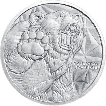 1/4 OZ SILVER ROUND BULL AND BEAR GOLDEN STATE MINT