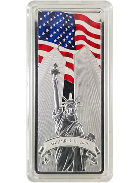 1 Ounce World Trade Center 20 Year Memorial Silver Bar - 9/11 Memorial Design