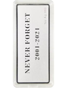 1 Ounce World Trade Center 20 Year Memorial Silver Bar - 9/11 Memorial Design