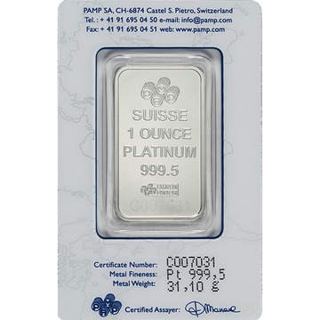 1 OZ PLATINUM BAR PAMP