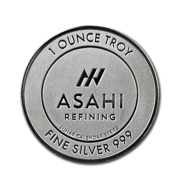 1 OZ SILVER ROUND LUNAR SNAKE ASAHI MINT