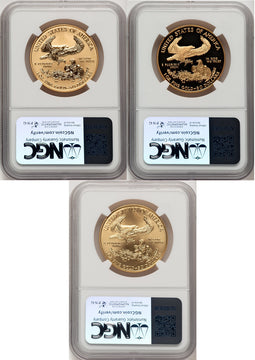 2006-W American Gold Eagle 20th Anniversary 3-Coin Set NGC MS70 PF70 RP70 Harrigal Signed