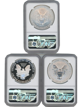 2006 Silver Eagle 20th Anniversary 3pc Silver Dollar Set NGC 70 Mercanti Signed