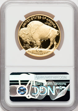 2007-W $50 Gold Buffalo .9999 NGC PF70 UCAM Ron Harrigal Signed