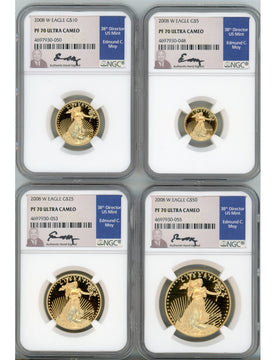 2008 Gold Eagle Proof 4-Coin Year Set NGC PF70 Ed Moy Signed