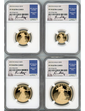 2010 Gold Eagle Proof 4-Coin Year Set NGC PF70 Ed Moy Signed