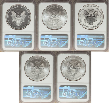 2011 Silver Eagle 25th Anniversary 5-pc Set NGC 70 Castle Signed