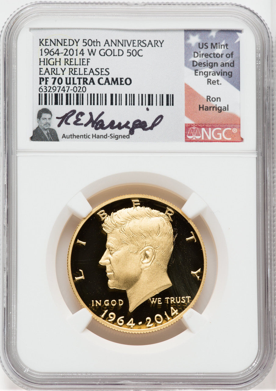 2014 Kennedy 50th Anniversary Gold High Relief ER Half Dollar NGC