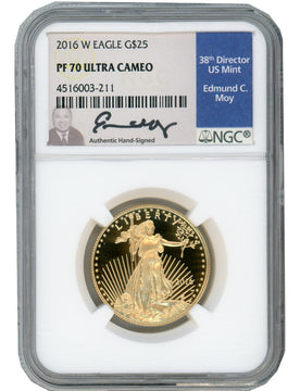 2016-W $25 Half Ounce Gold Eagle NGC PF70 Ultra Cameo Ed Moy Signed