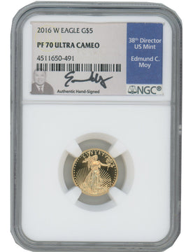 2016-W $5 Tenth Ounce Gold Eagle NGC PF70 Ultra Cameo Ed Moy Signed