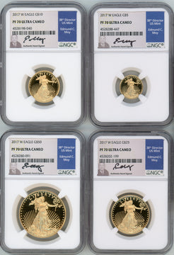 2017-W American Gold Eagle Proof 4-Coin Year Set NGC PF70 Ed Moy Signed