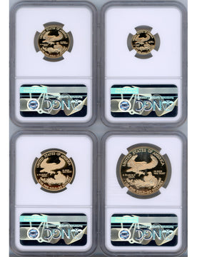 2018-W Gold Eagle Proof 4-Coin Year Set NGC PF70 Ed Moy Signed