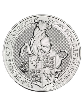 2019 10 oz British Silver Queens Beast Black Bull Coin