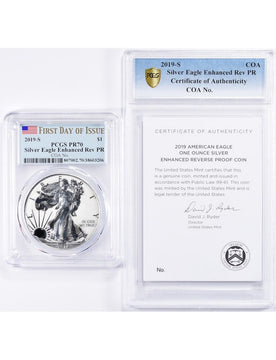 2019-S Enhanced Reverse Proof Silver Eagle PCGS PR70 FDOI COA