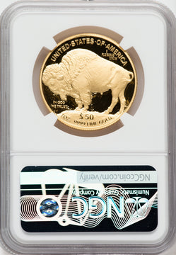 2020-W $50 Gold Buffalo NGC PF70 Ultra Cameo Ron Harrigal Signed